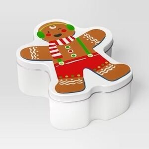 Target Wondershop Christmas 2024 Figural Gingerbread Man Tin Gift Box 6.5"x8"